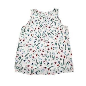 C&E Shirt White Floral Print Sleeveless Blouse Women's Large